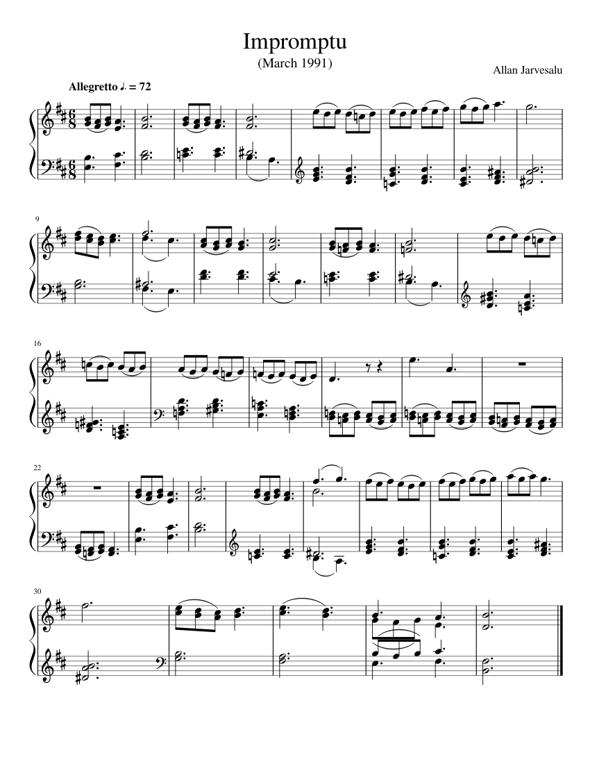 Impromptu Sheet music for Piano (Solo) | Download and print in PDF or ...