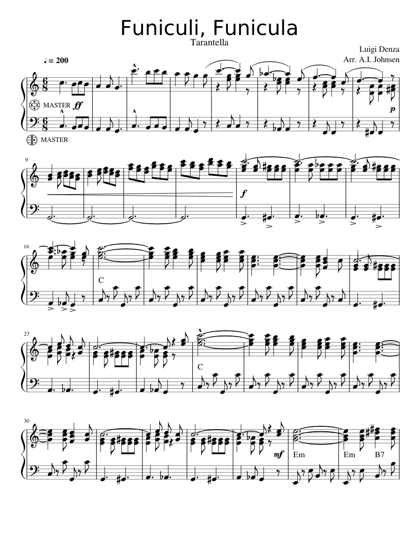 Funiculi, Funicula Sheet music for Piano (Solo) | Musescore.com