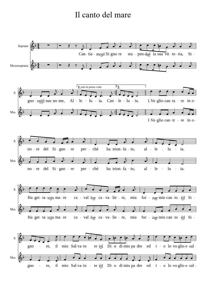 Il canto del Mare Sheet music for Soprano, Vocals (Choral) | Musescore.com