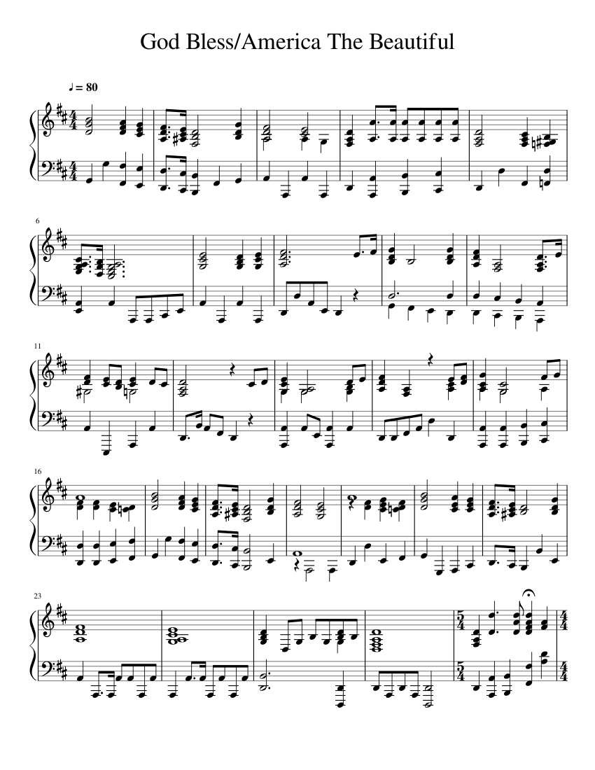 God Bless America America The Beautiful Sheet music for Piano (Solo