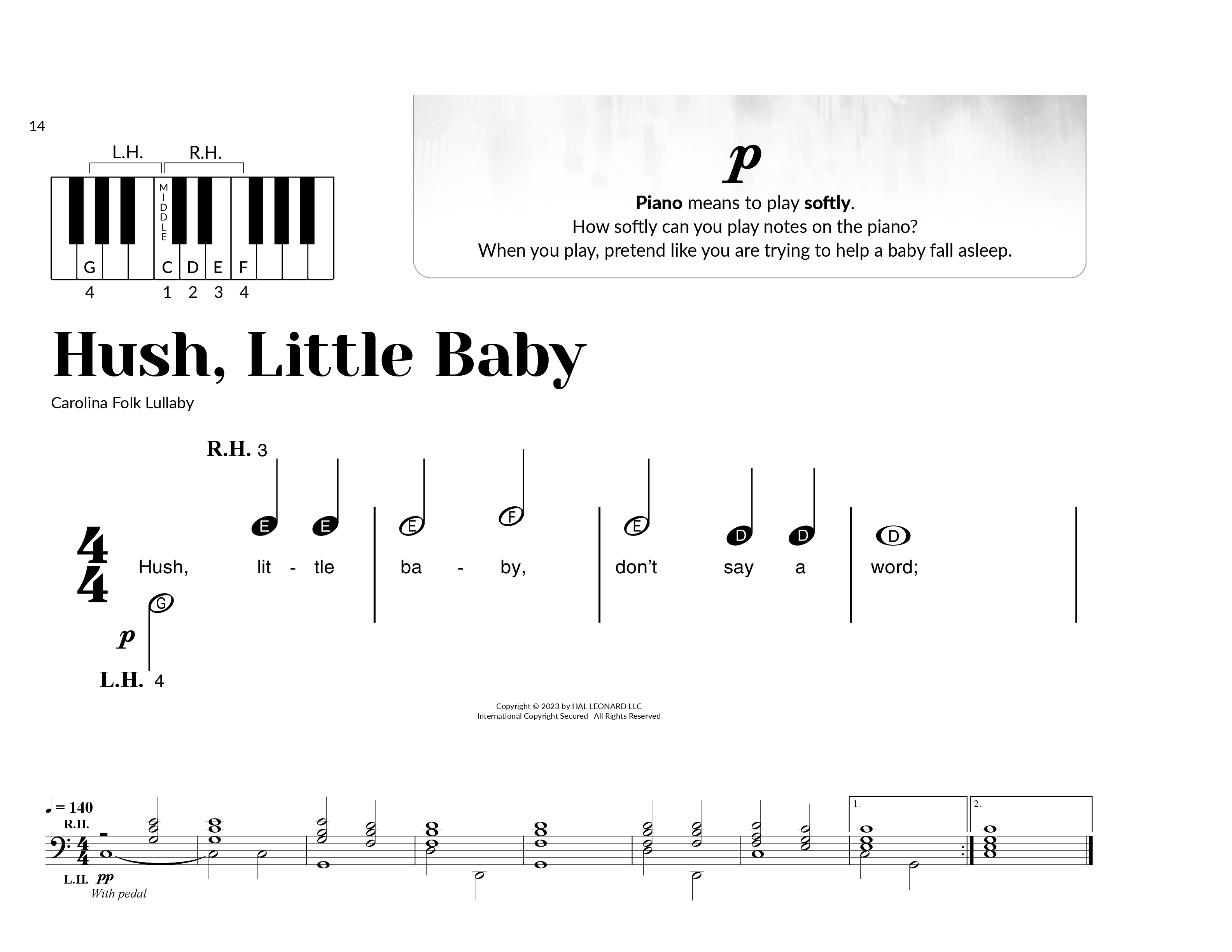 Play Official version of Hush, Little Baby Sheet Music by Misc
