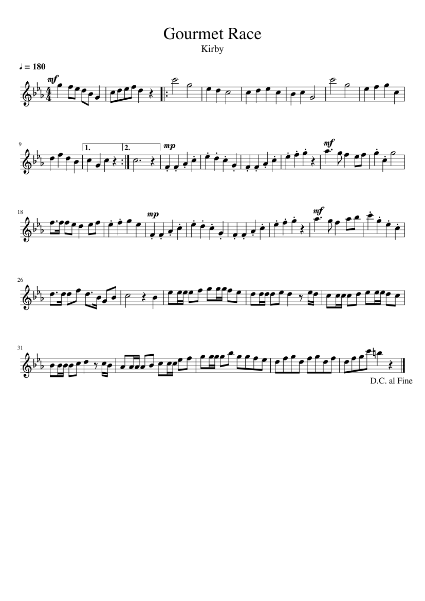 Gourmet Race Sheet Music For Violin Solo Musescore Com