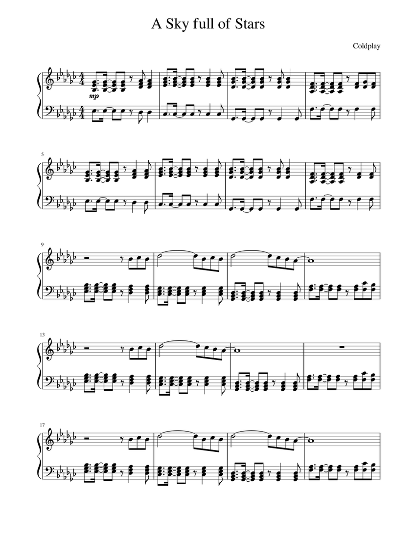 A_Sky_full_of_Stars Sheet music for Piano (Solo) | Musescore.com