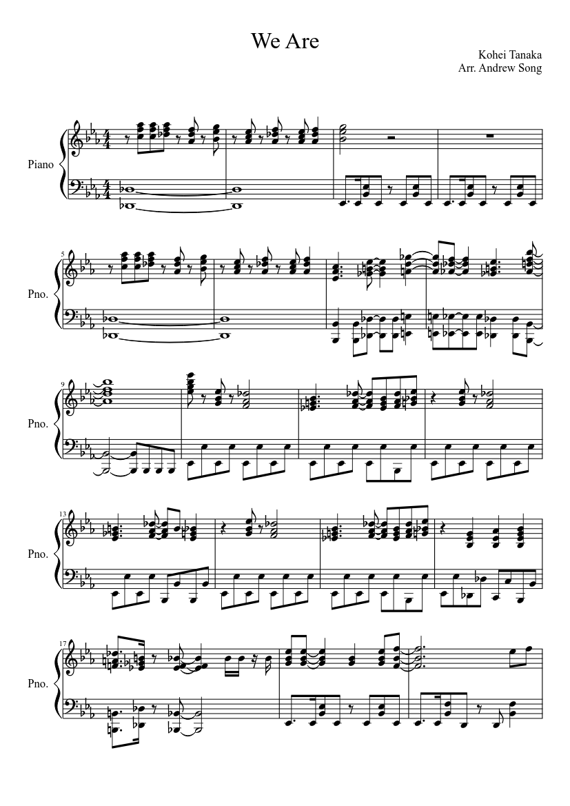 We Are Sheet Music For Piano Solo Musescore Com