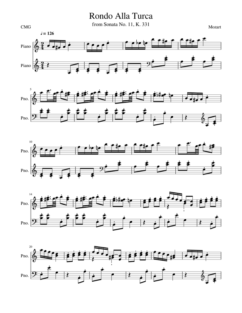 Rondo Alla Turca Sheet music for Piano (Piano Duo) | Download and print