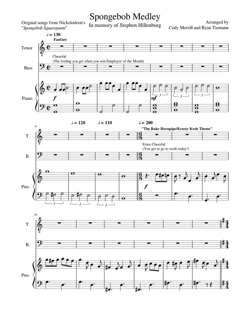 SpongeBob Piano Medley Sheet music for Piano (Solo)