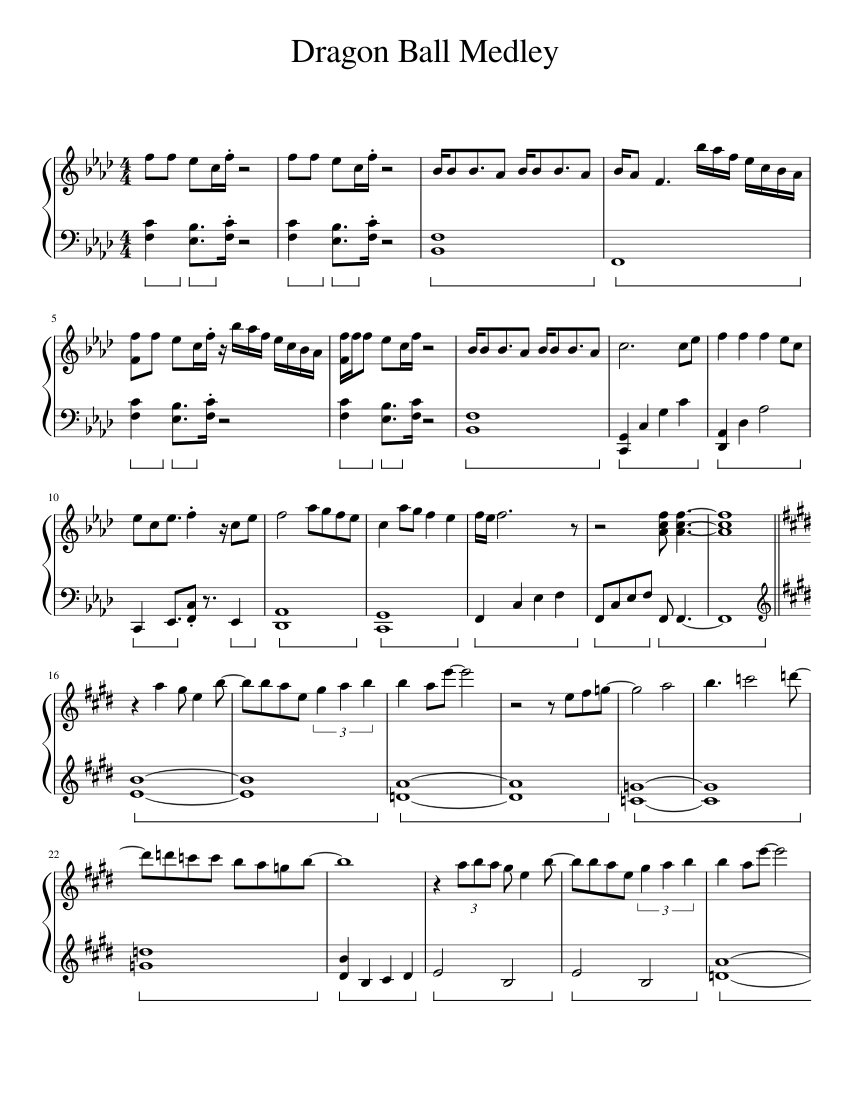 Dragon Ball Medley Sheet music for Piano (Solo) | Musescore.com