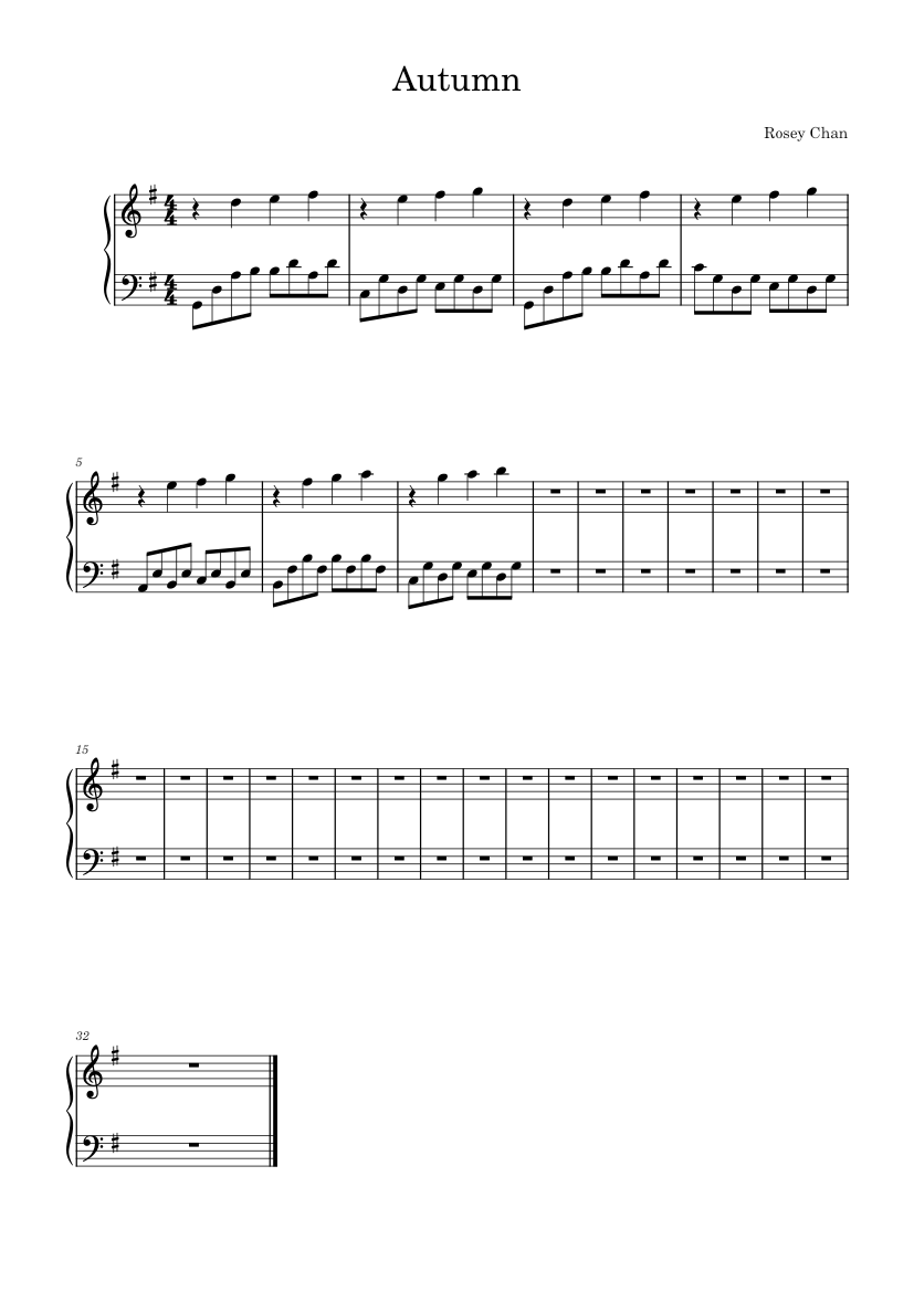 Autumn – Rosey Chan Autumn Sheet music for Piano (Solo) Easy ...