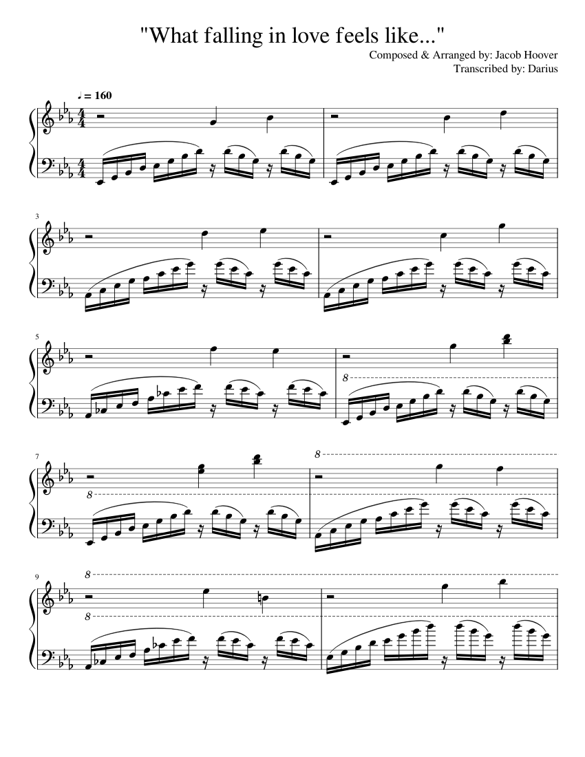What falling in love feels like - Jacob Hoover Sheet music for Piano