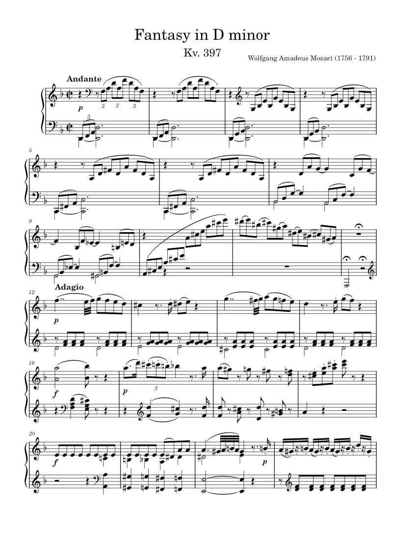 モーツァルト - 幻想曲第3番 ニ短調 K. 397/385g (フォルテピアノ