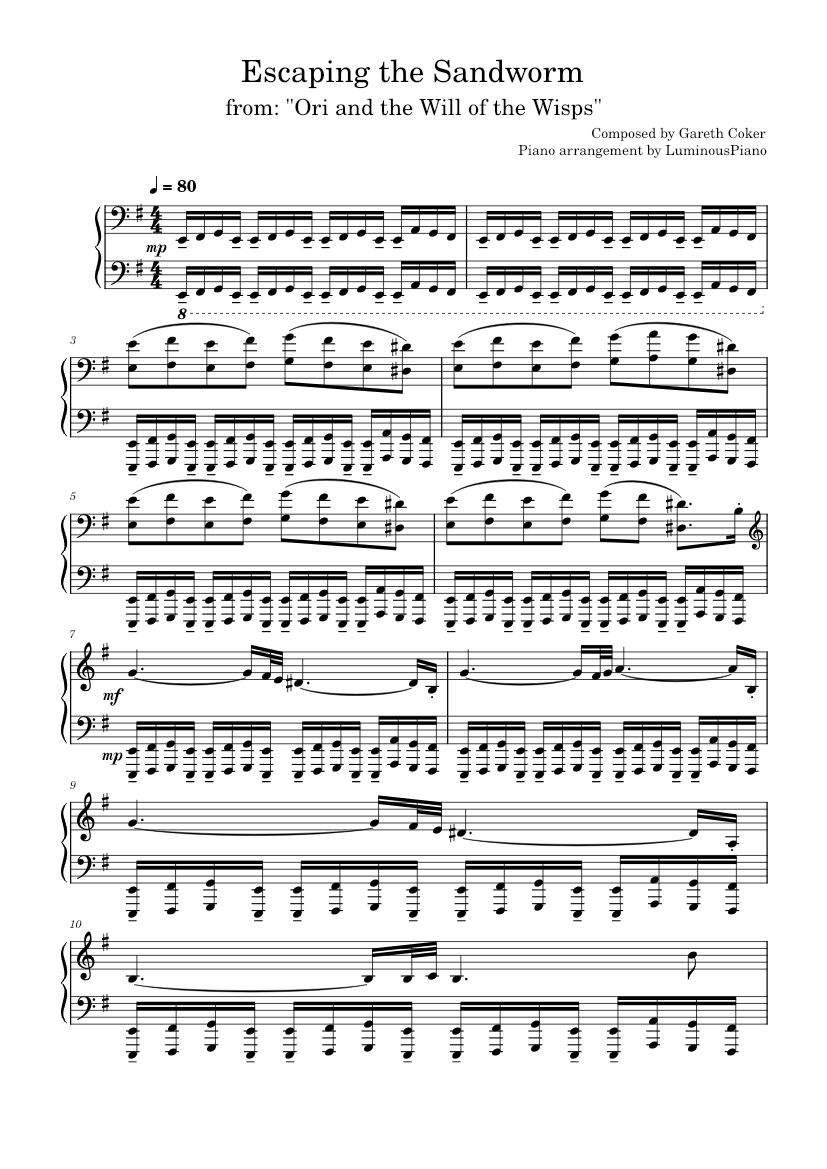 ori and the will of the wisps sheet music