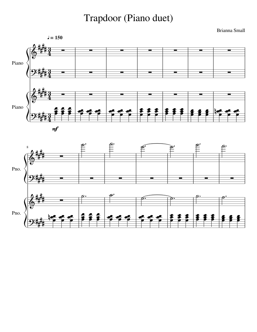 Trapdoor (Piano duet) Sheet music for Piano (Piano Duo) | Musescore.com