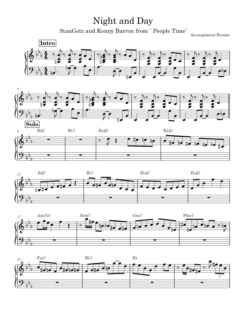 Night And Day Cole Porter Night And Day Kenny Barron Sheet Music For night-and-day-cole-porter-night-and-day-kenny-barron-sheet-music-for