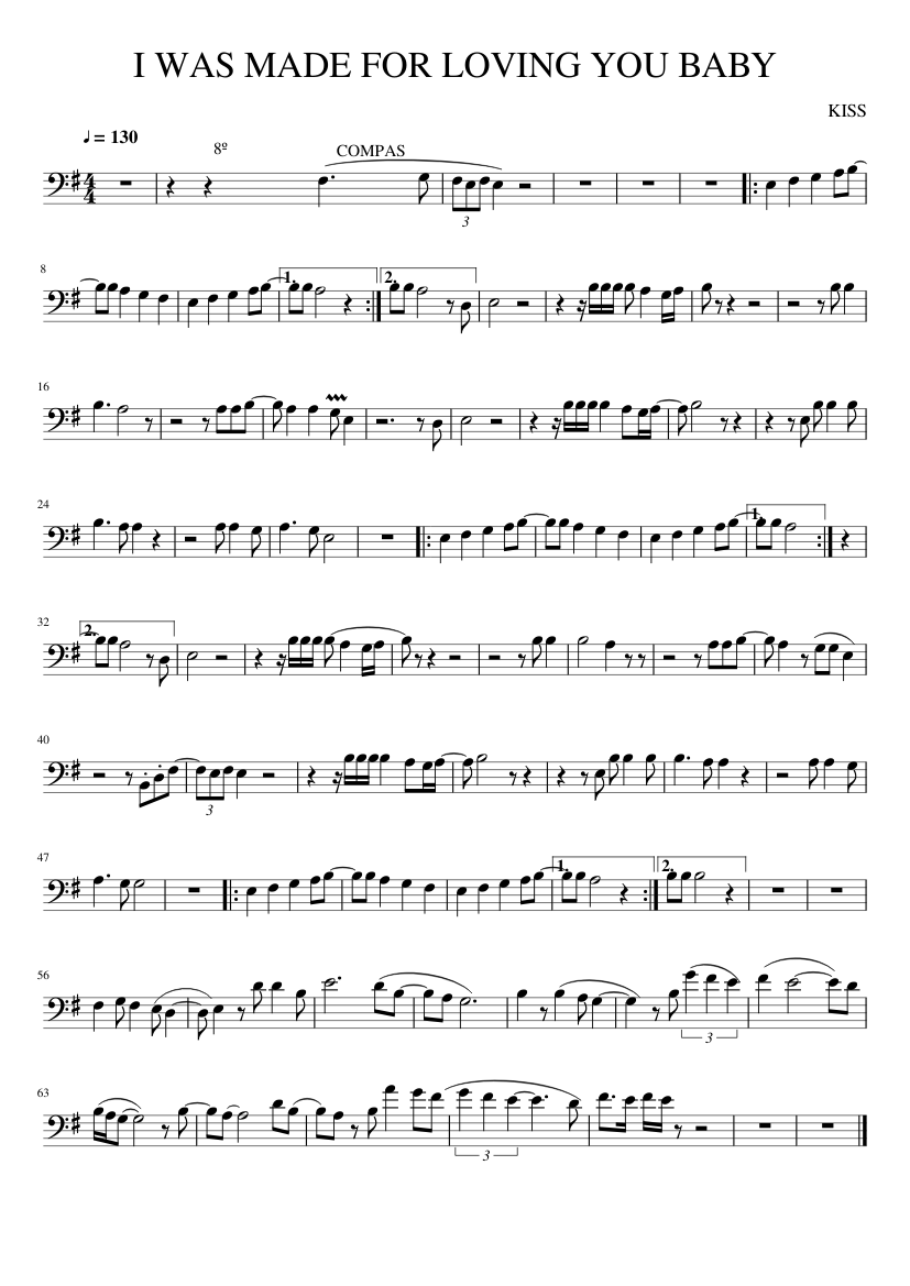 I WAS MADE FOR LOVING YOU BABY Sheet music for Trombone tenor (Solo) |  Musescore.com