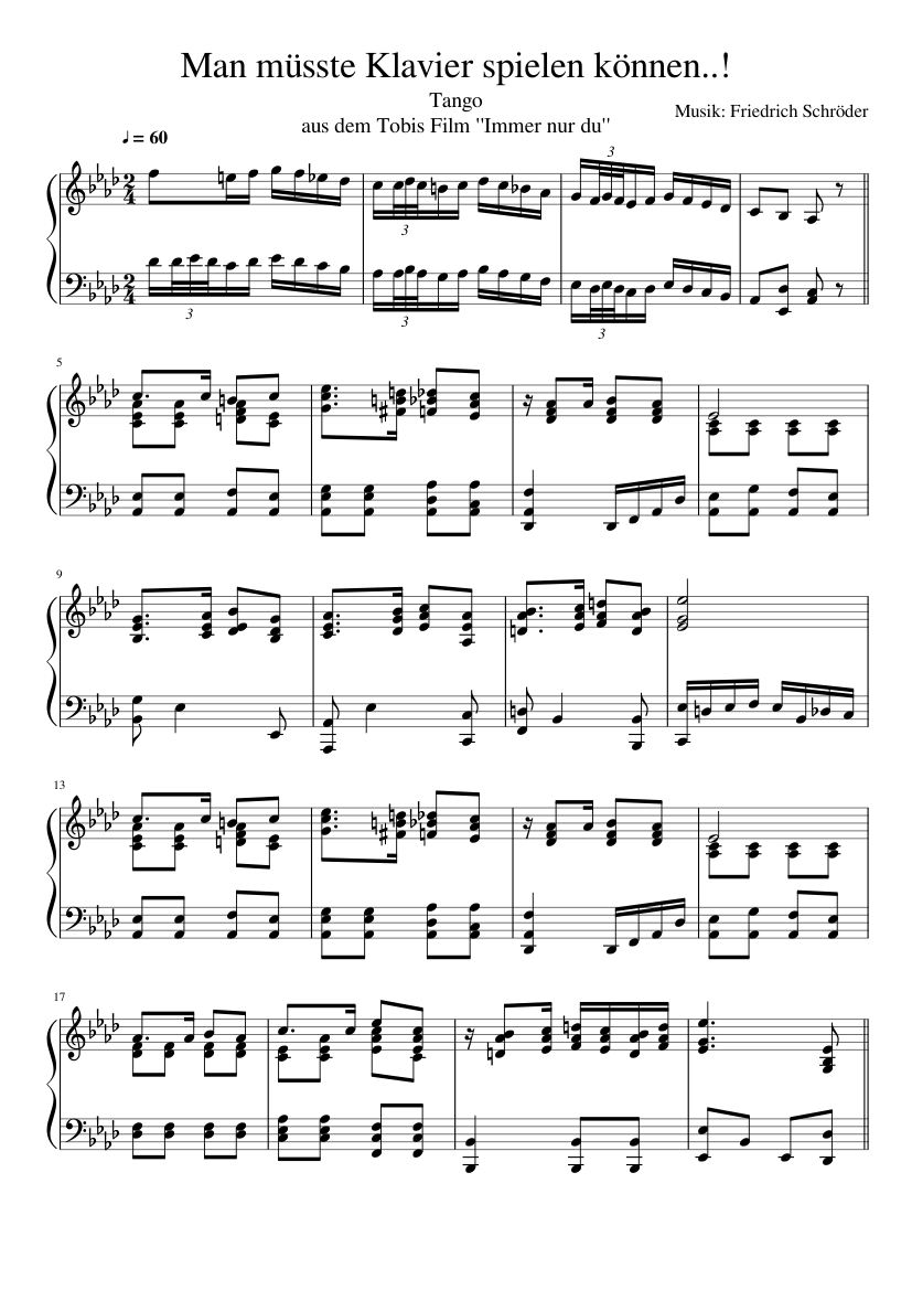 Man müsste Klavier spielen können..! Sheet music for Piano (Solo) |  Musescore.com