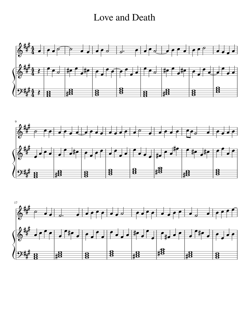 Love and Death Sheet music for Piano, Vocals (Piano-Voice) | Musescore.com