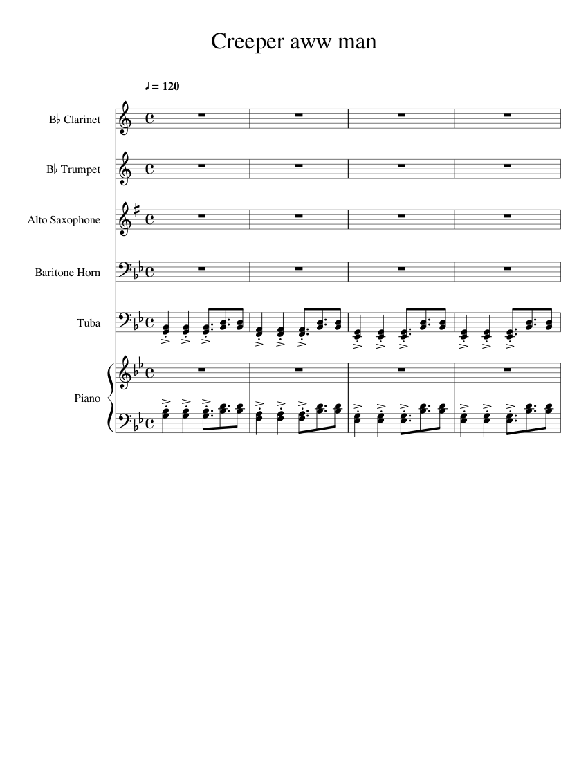 Creeper aww man - piano tutorial