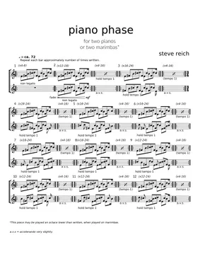 Free Piano Phase by Steve Reich sheet music | Download PDF or print on  Musescore.com