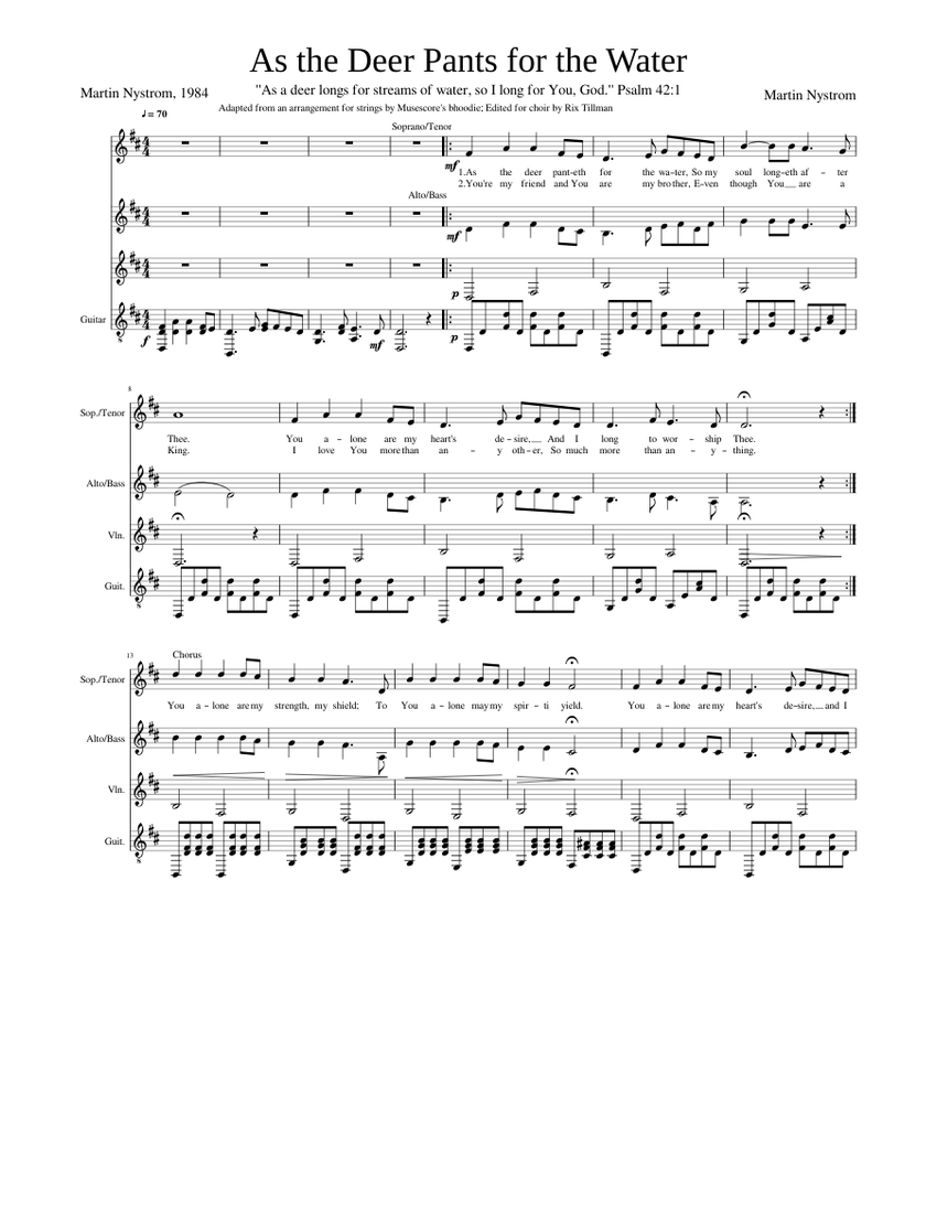 As the Deer Pants for the Water Sheet music for Guitar (Solo) | Download  and print in PDF or MIDI free sheet music | Musescore.com