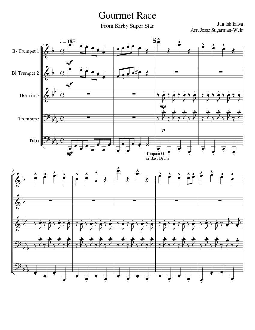 Gourmet Race for Brass Quintet Sheet music for Trumpet (In B Flat ...