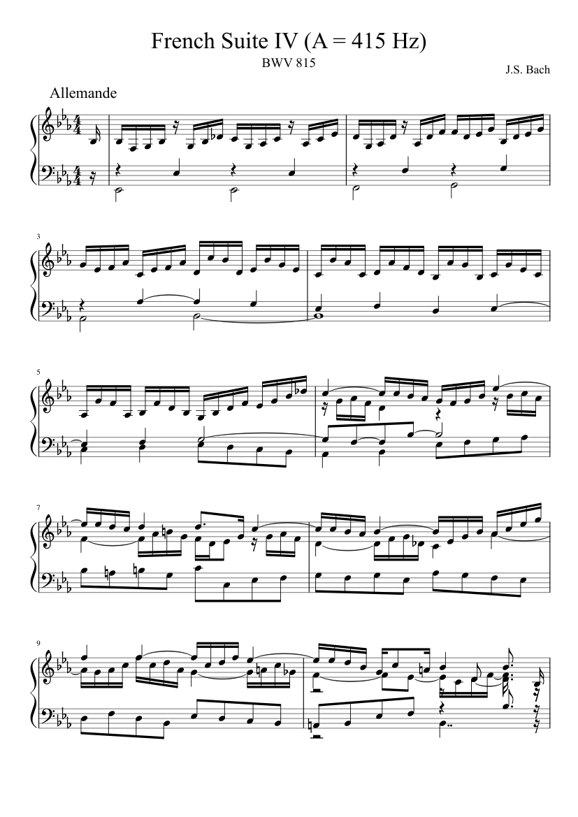 French Suite No.4 in E-flat major BWV 815