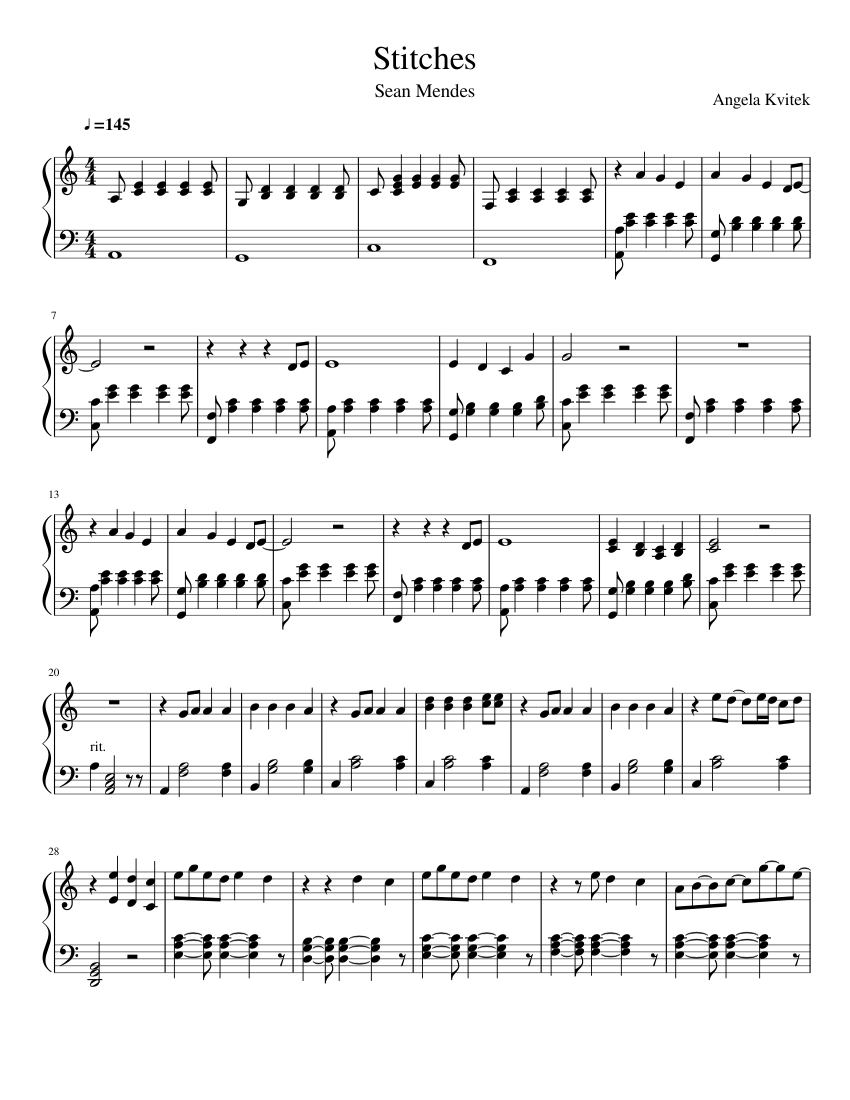 Stitches Sheet music for Piano (Solo) | Musescore.com