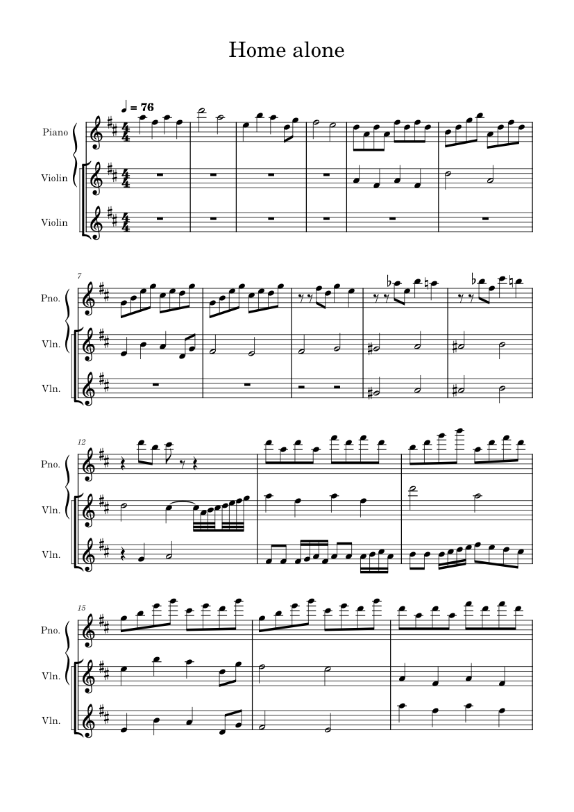 Home alone Misc Soundtrack Home alone Sheet music for Piano, Violin