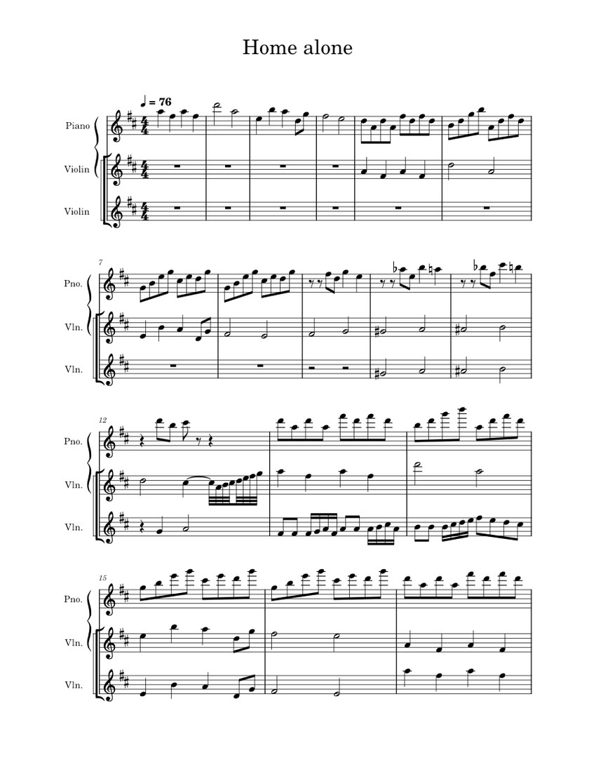 Home alone Misc Soundtrack Home alone Sheet music for Piano, Violin
