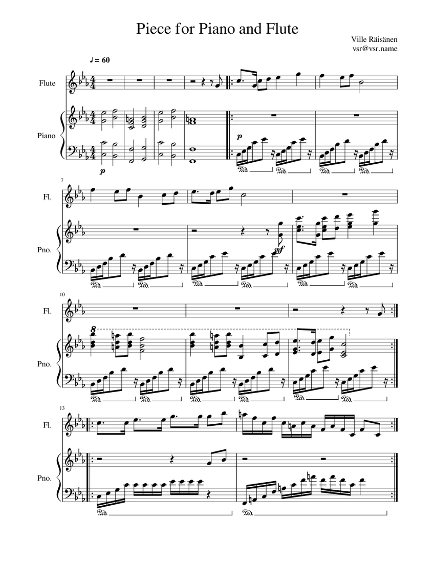 Theme for Piano and Flute Sheet music for Piano, Flute (Solo ...