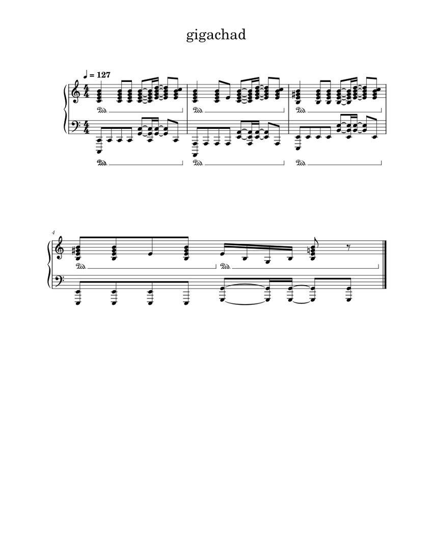 GIGACHAD THEME but emotional Sheet music for Piano (Solo)