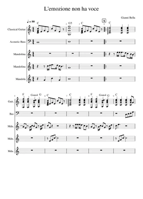 L'emozione non ha voce by Gianni Bella free sheet music | Download PDF or  print on Musescore.com