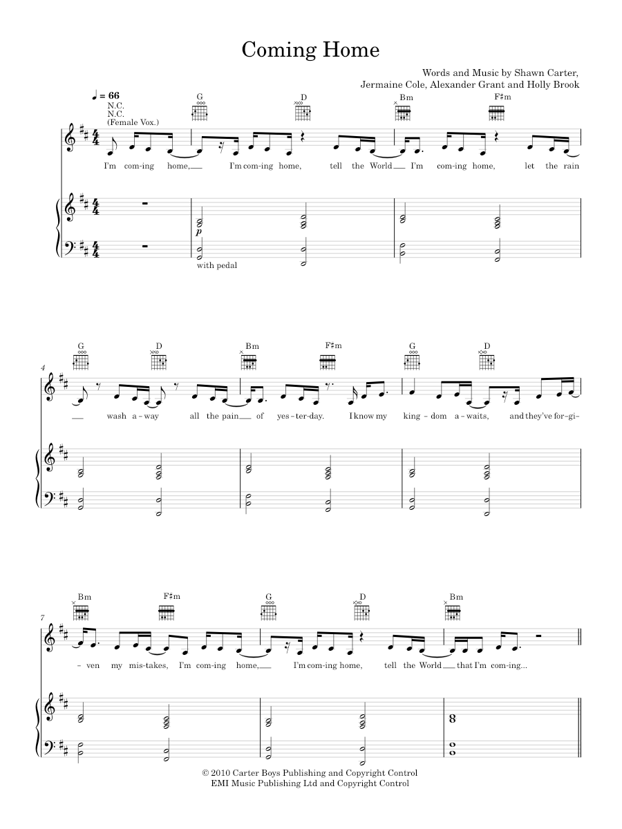 coming home Sheet music for Piano, Vocals by P. Diddy Official ...