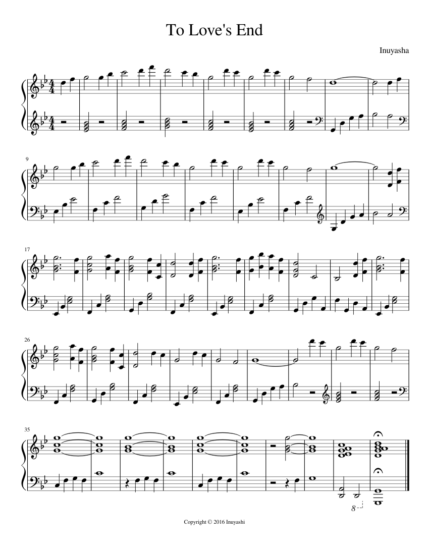 To Love's End Sheet music for Piano (Solo) | Musescore.com