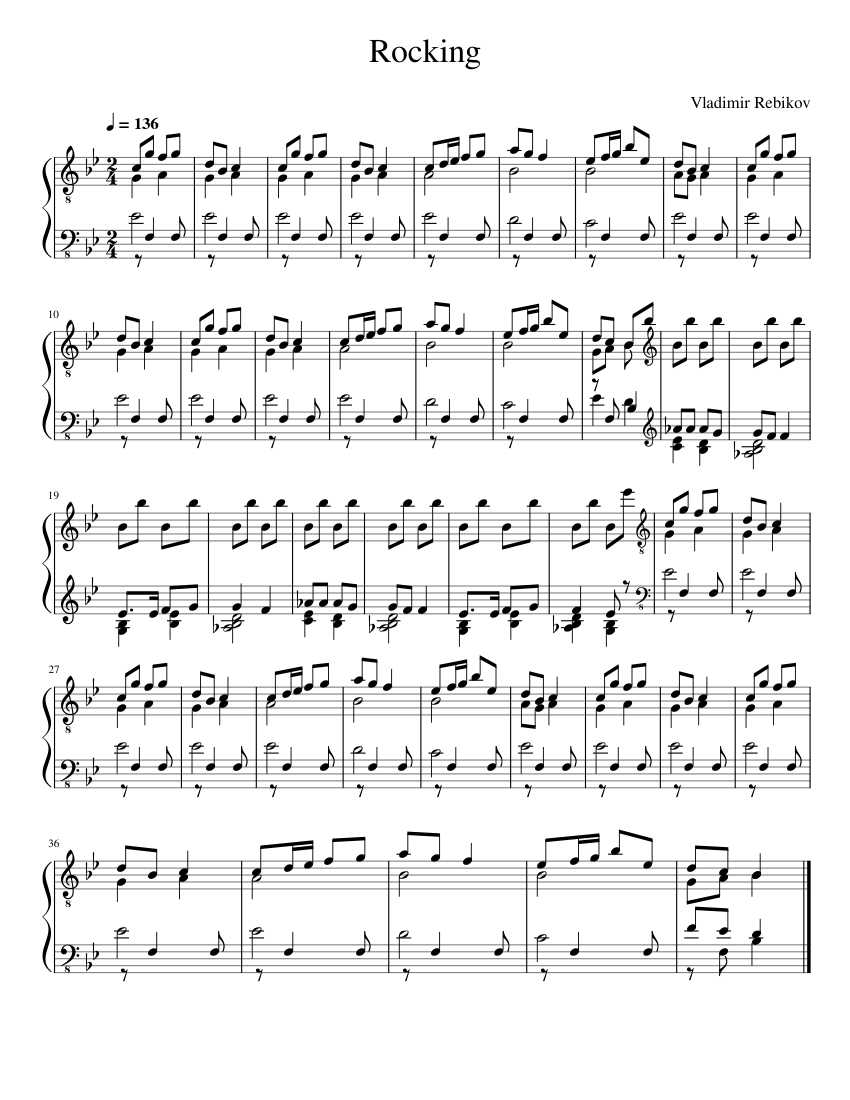 Music Notes Rocking Rocking Sheet music for Piano (Solo) Easy | Musescore.com
