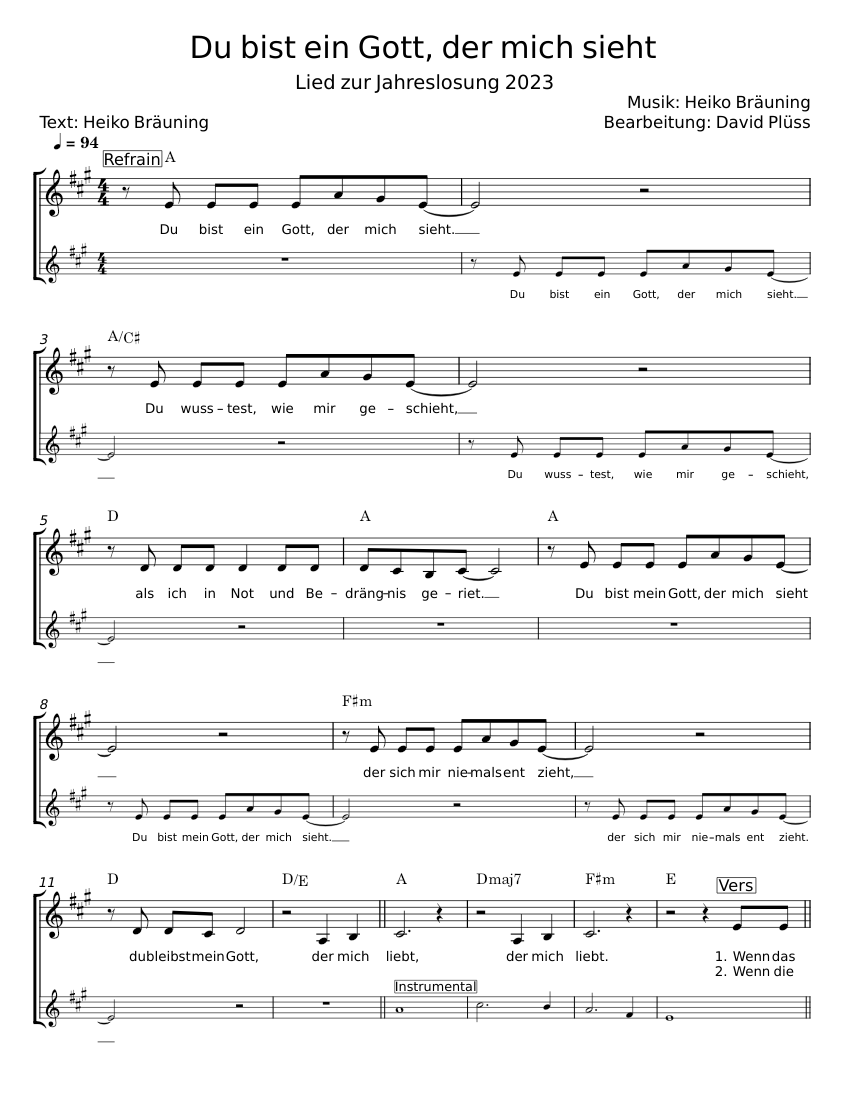 Du Bist Ein Gott Der Mich Sieht Lied