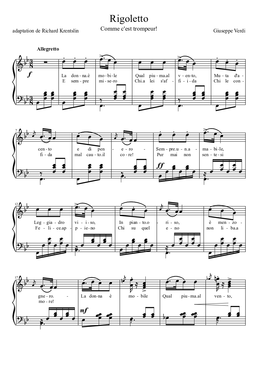Rigoletto-Verdi Sheet Music | MuseScore.com