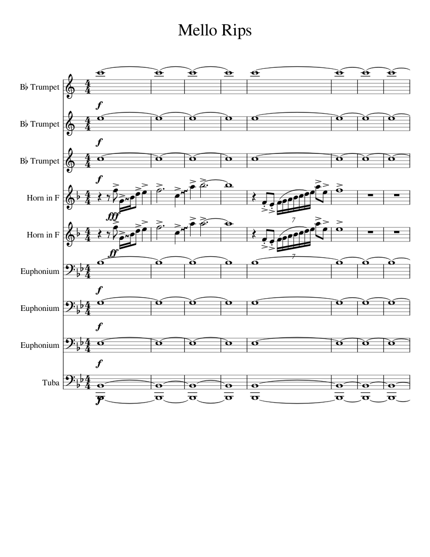 Mello Rips Sheet music for Euphonium, Tuba, Trumpet in bflat, French
