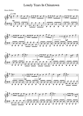 Free Lonely Tears In Chinatown By Modern Talking Sheet Music.