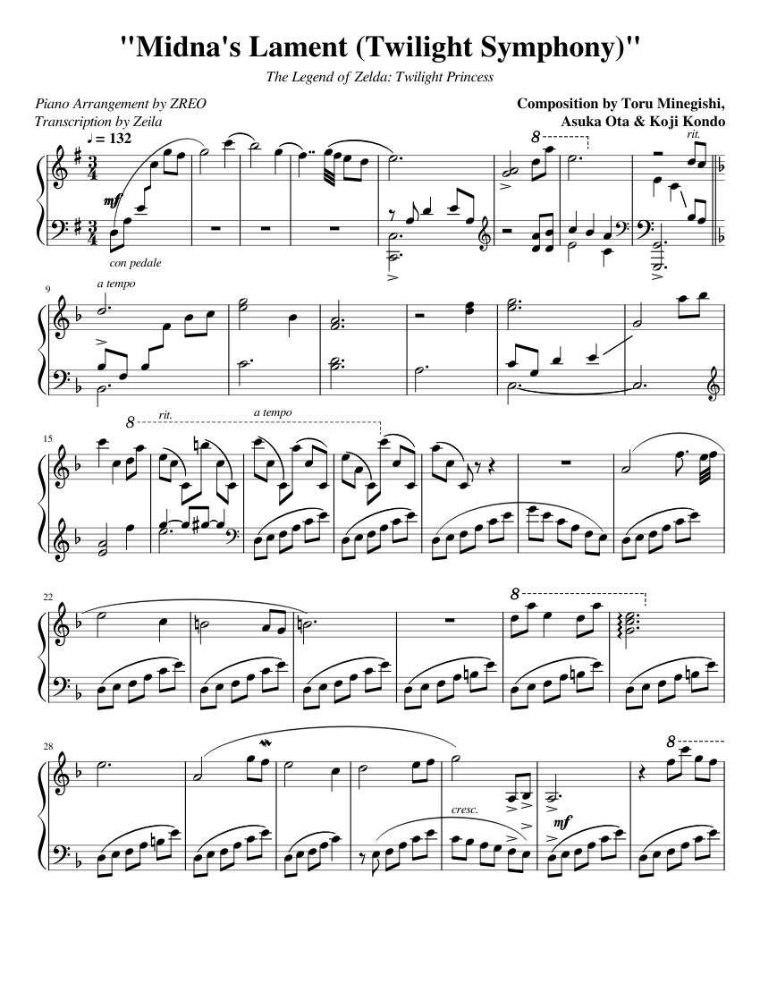 Midna's Lament (Twilight Symphony) (edit 10/17/2017) Sheet Music