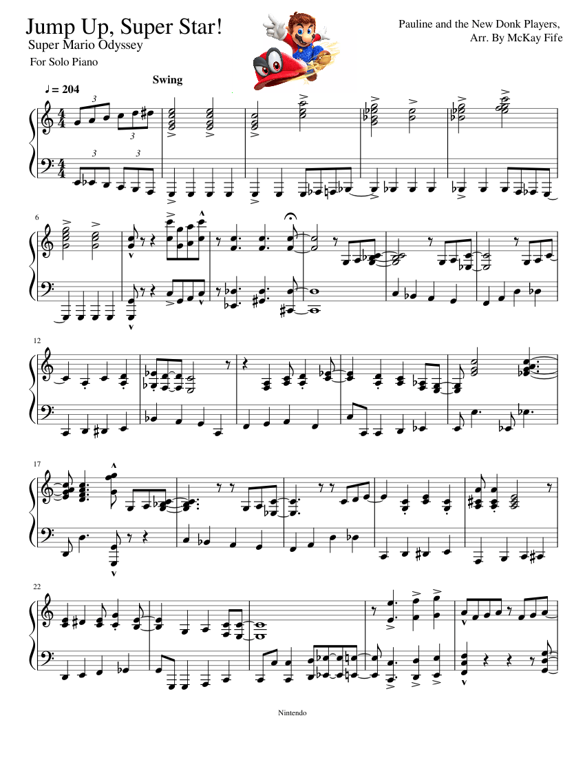 Jump Up Super Star Super Mario Odyssey For Piano Updated Sheet Music For Piano Solo Musescore Com