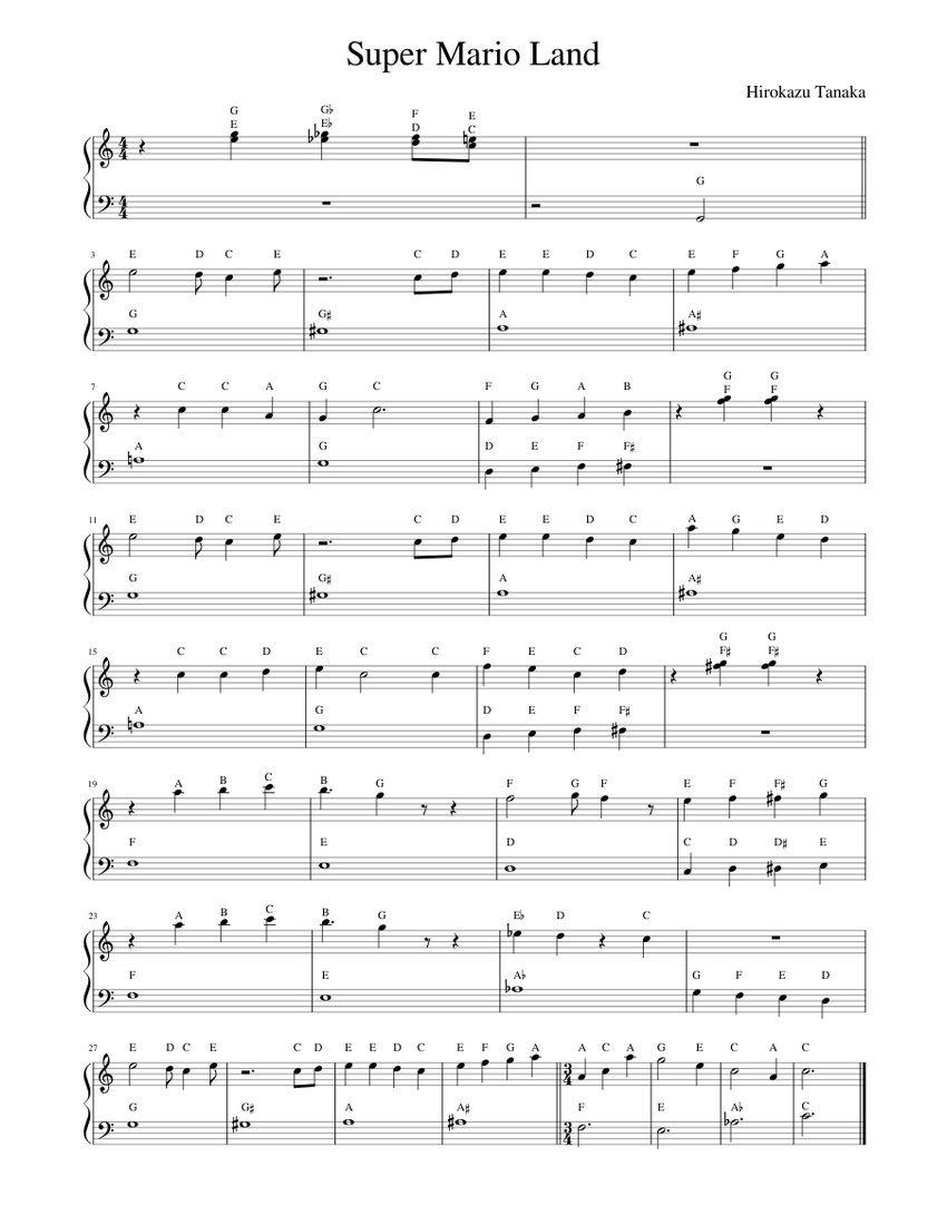 Super Mario Land Sheet music for Piano (Solo) Easy | Musescore.com