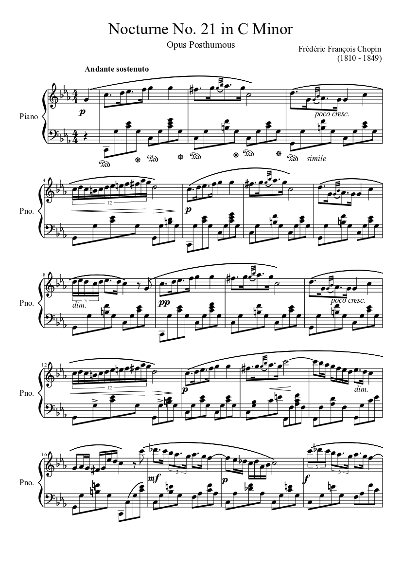 Nocturne No 21 In C Minor Sheet Music For Piano Solo Musescore Com
