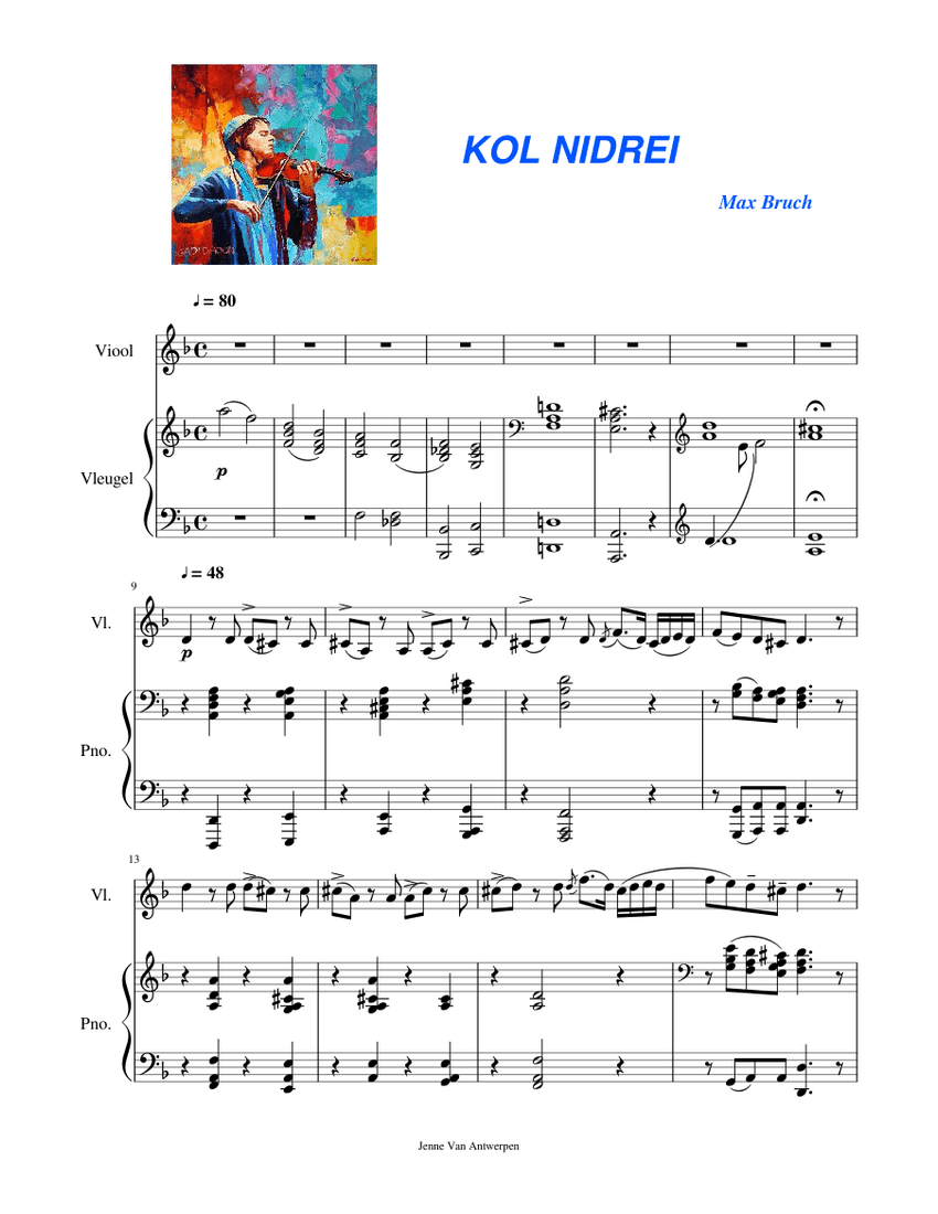 KOL NIDREI Sheet music for Piano, Violin (Solo) | Musescore.com