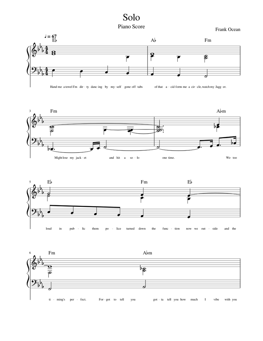 Solo Piano Score Frank Ocean Sheet Music For Piano Vocals Piano Voice Musescore Com Show chords youtube clip hide all tabs go to top. solo piano score frank ocean sheet