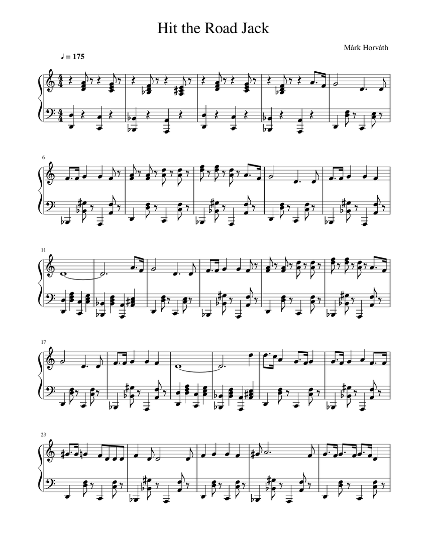 Ray Charles - Hit the Road Jack Sheet music for Piano (Solo) | Musescore.com