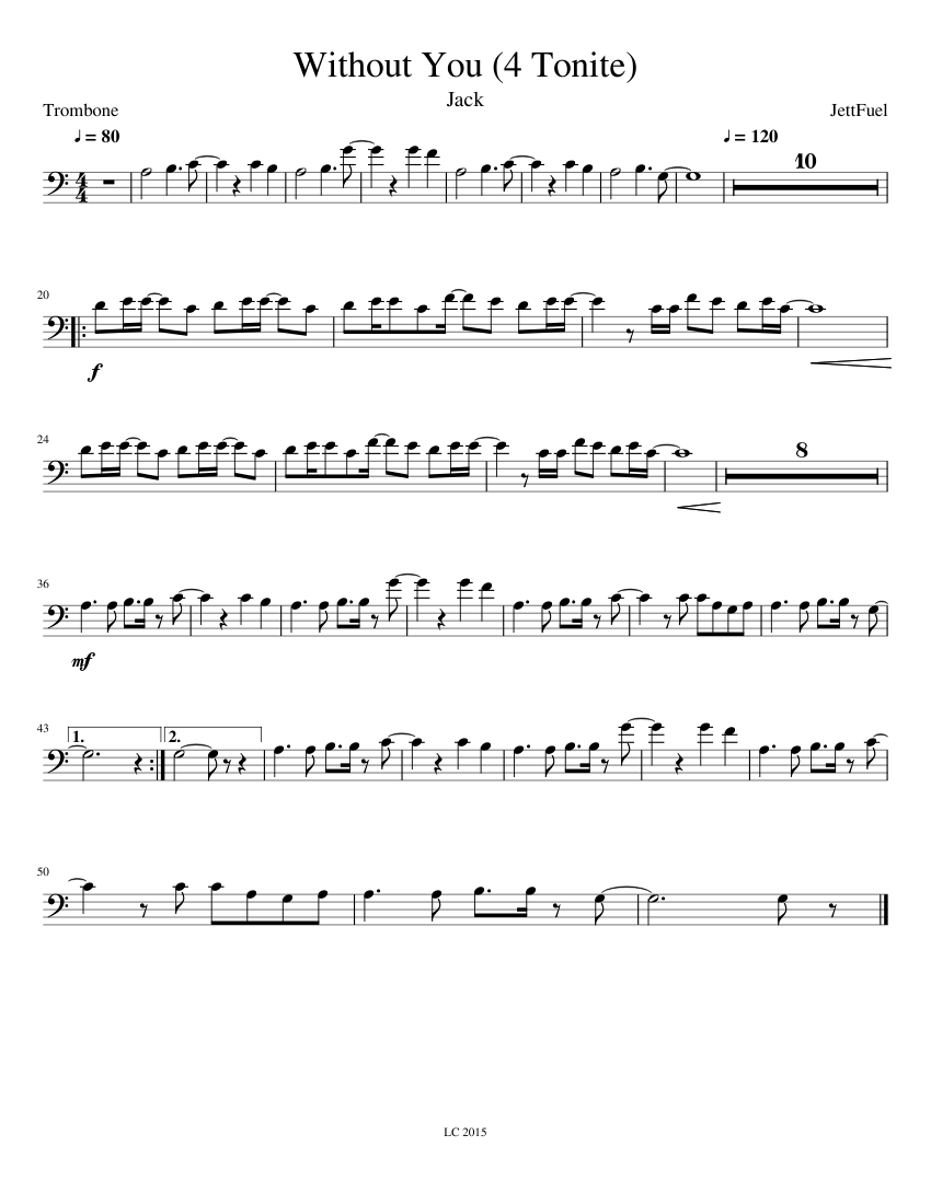 Without You (4 Tonite)jp Sheet music for Trombone (Solo) | Musescore.com
