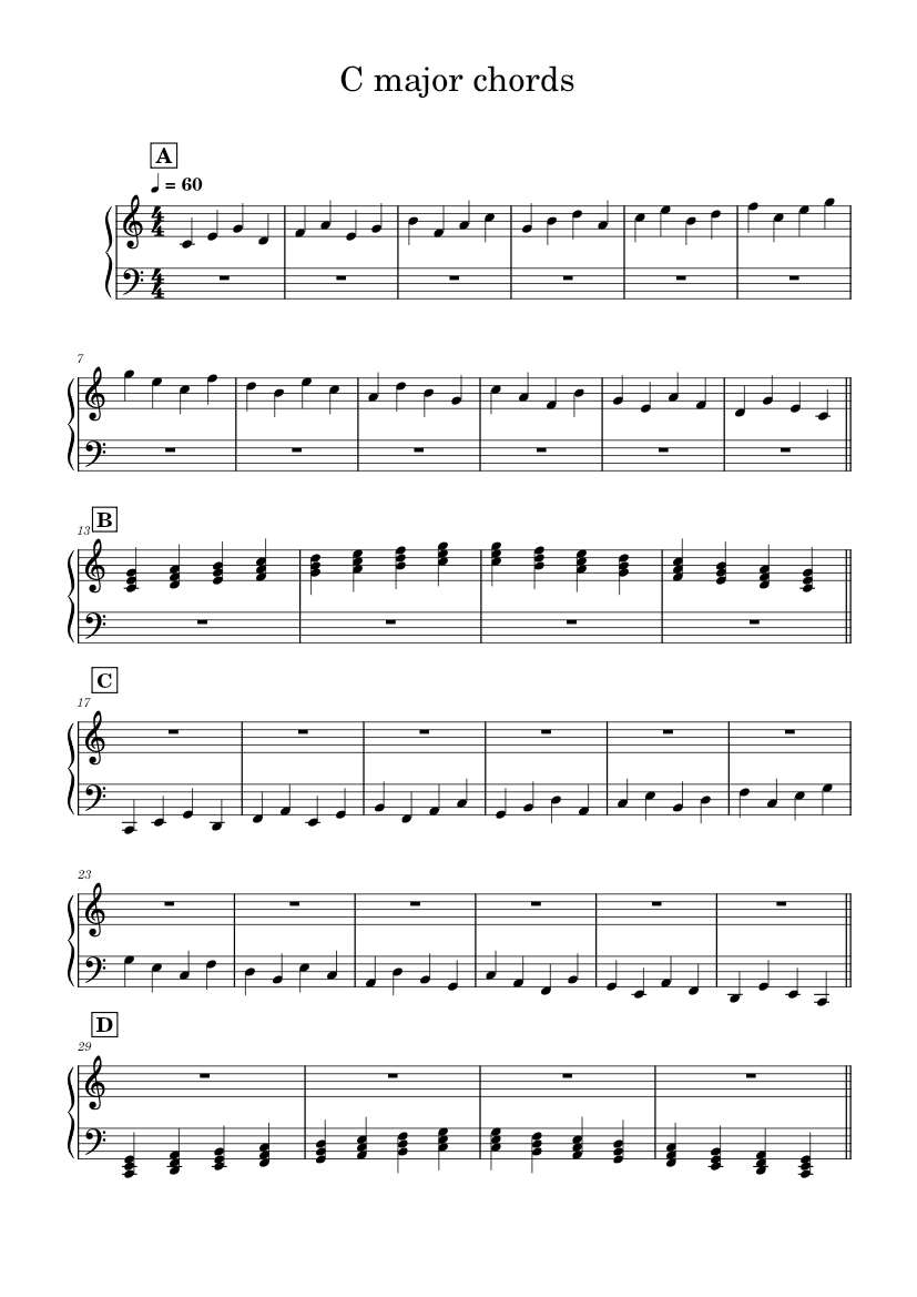 C major chords Sheet Music for Piano (Solo) easy | MuseScore.com