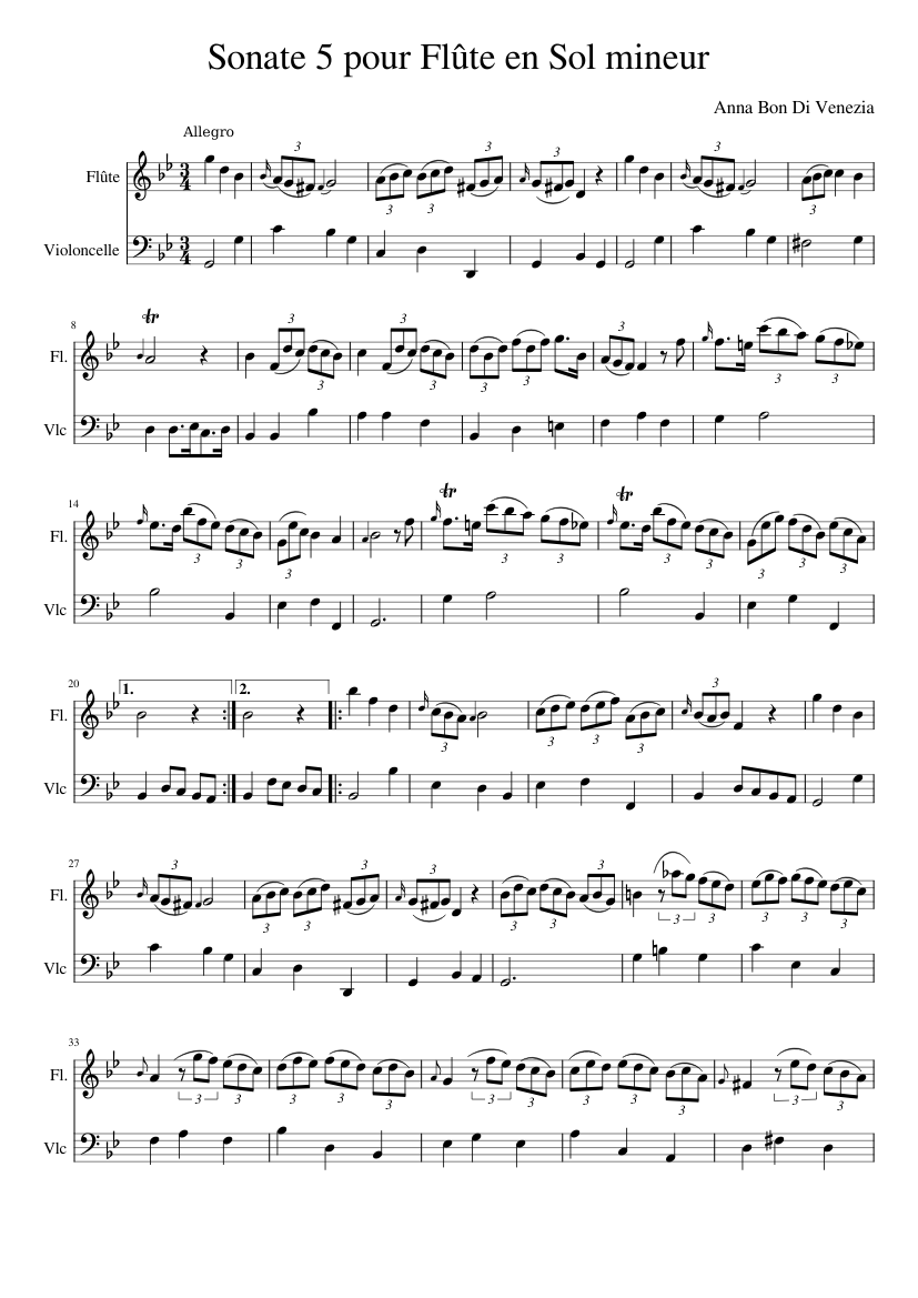 flute sonata n5 in G minor
