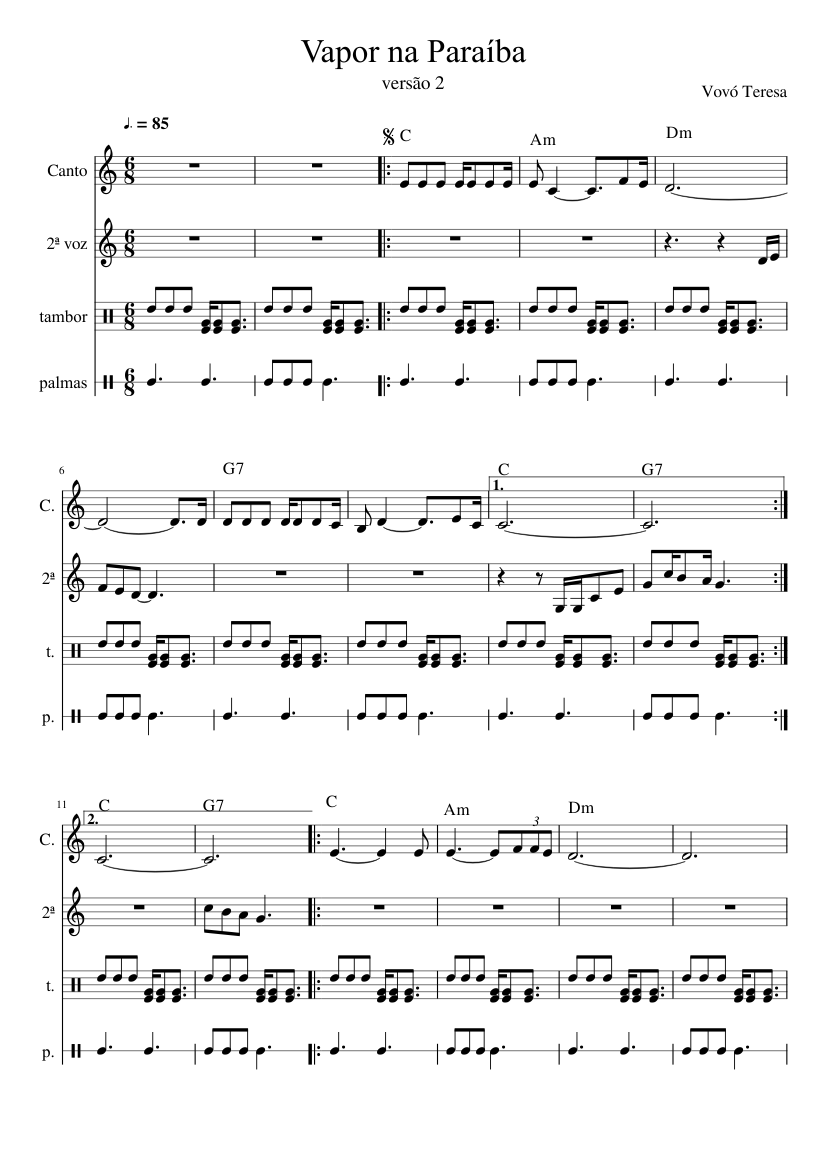 Vapor na Paraíba (autor: Vovó Teresa) Sheet music for Flute (Woodwind Duet)  | Musescore.com