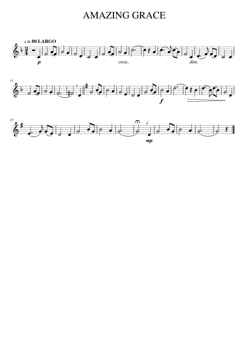 AMAZING_GRACE clarinete 1 Sheet music for Piano (Solo) Easy | Musescore.com